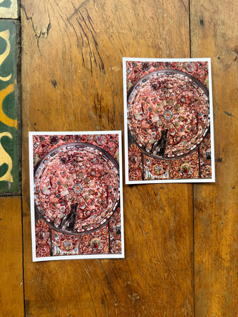 Cartão Postal Gato no Vitral