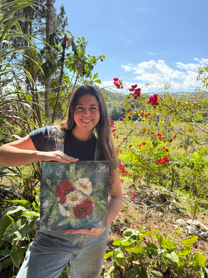 Flores tempestuosas - Tela 30x30cm