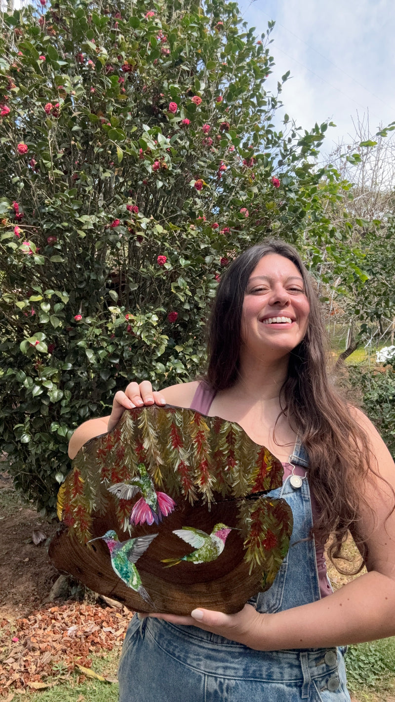 Flor de Beija-Flor - Pintura em Madeira