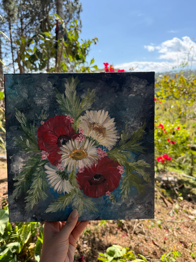 Flores tempestuosas - Tela 30x30cm
