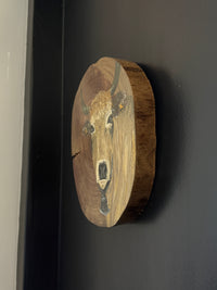 Pintura de Vaca Jersey com Chifres (Pintura em Madeira)