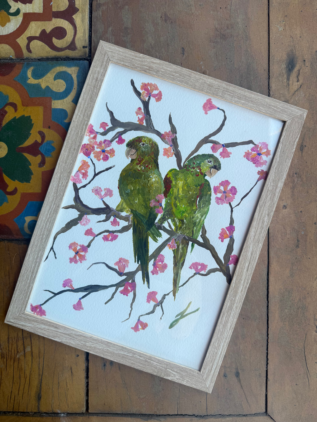 Quadro Periquetão em Ipê Rosa