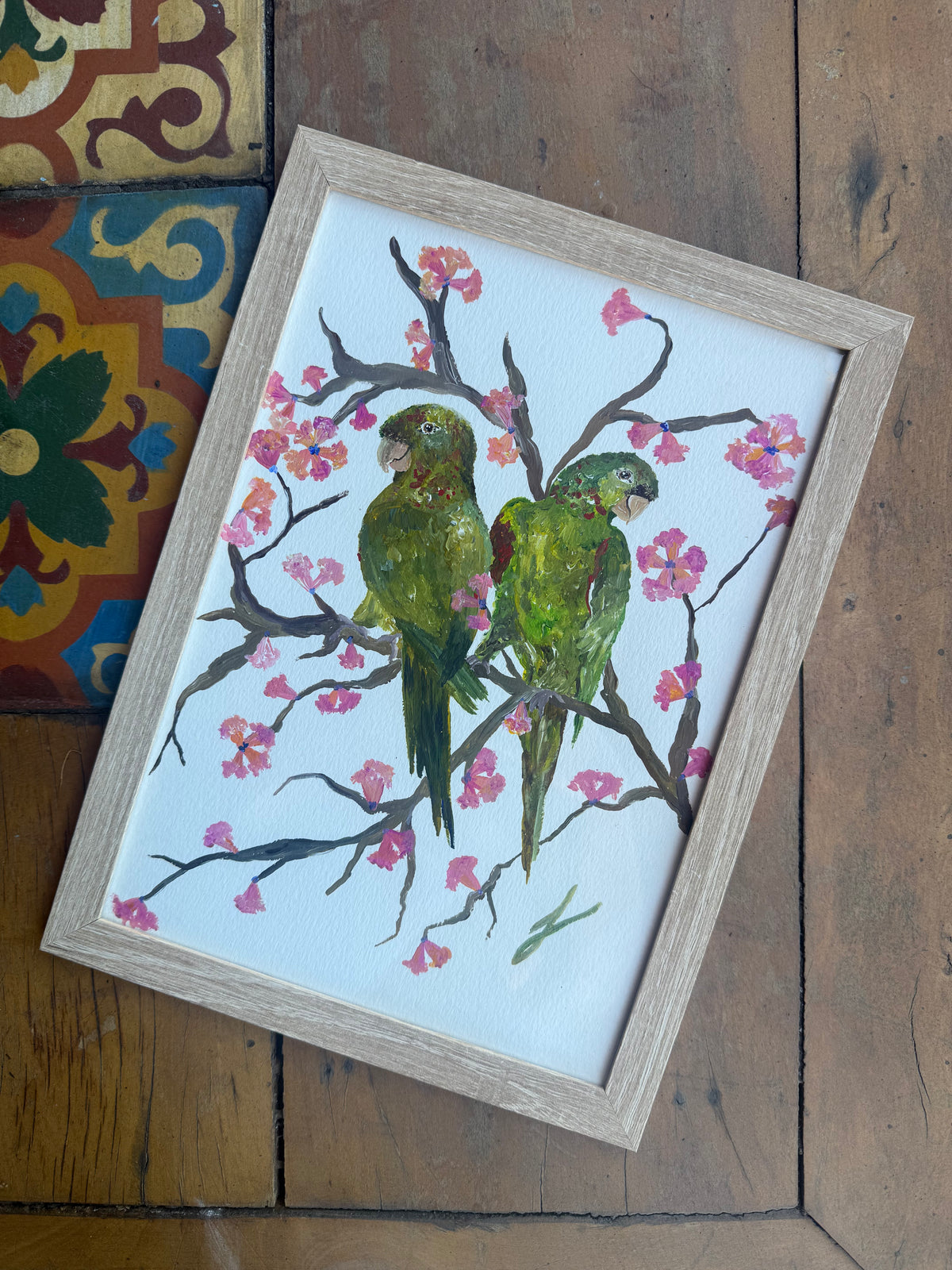 Quadro Periquetão em Ipê Rosa