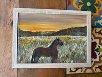 Pintura cavalo em campo de flores A4