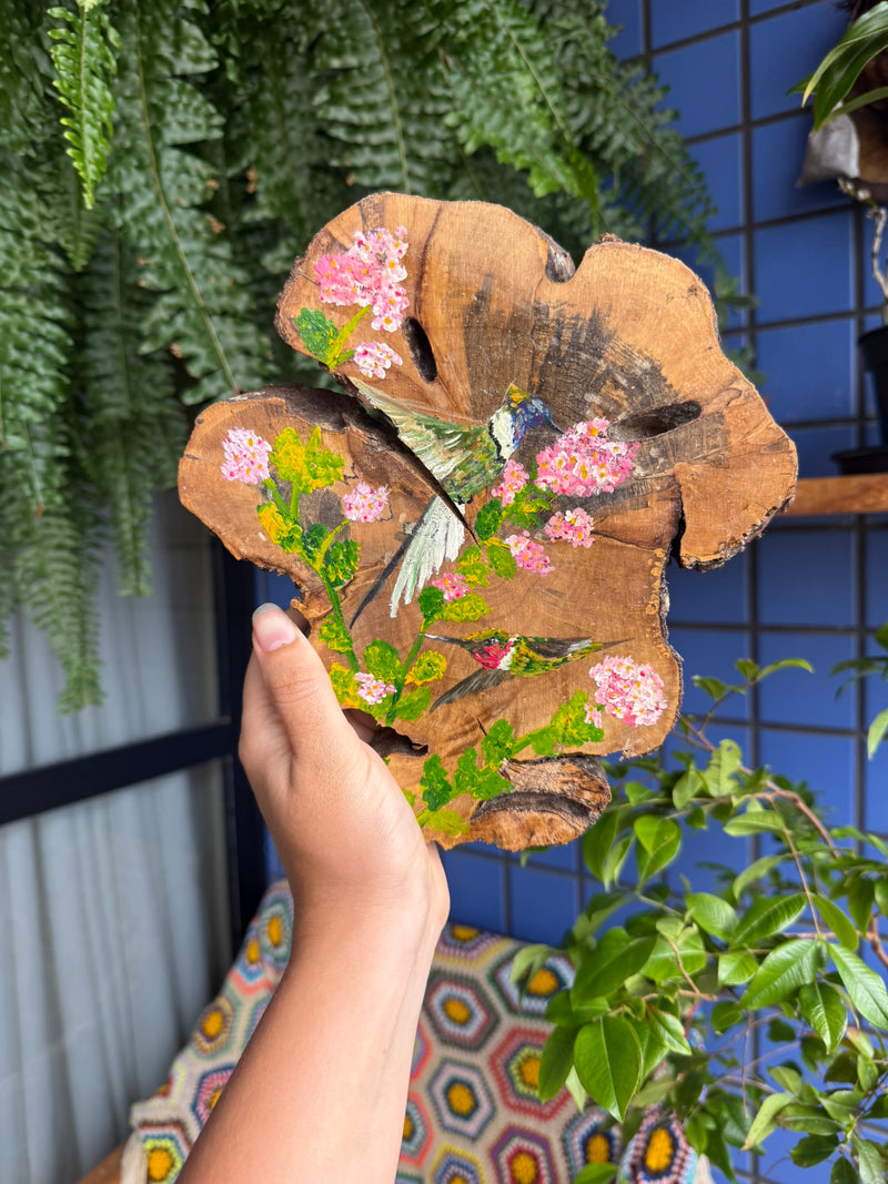 Pintura na Madeira- beija flor.