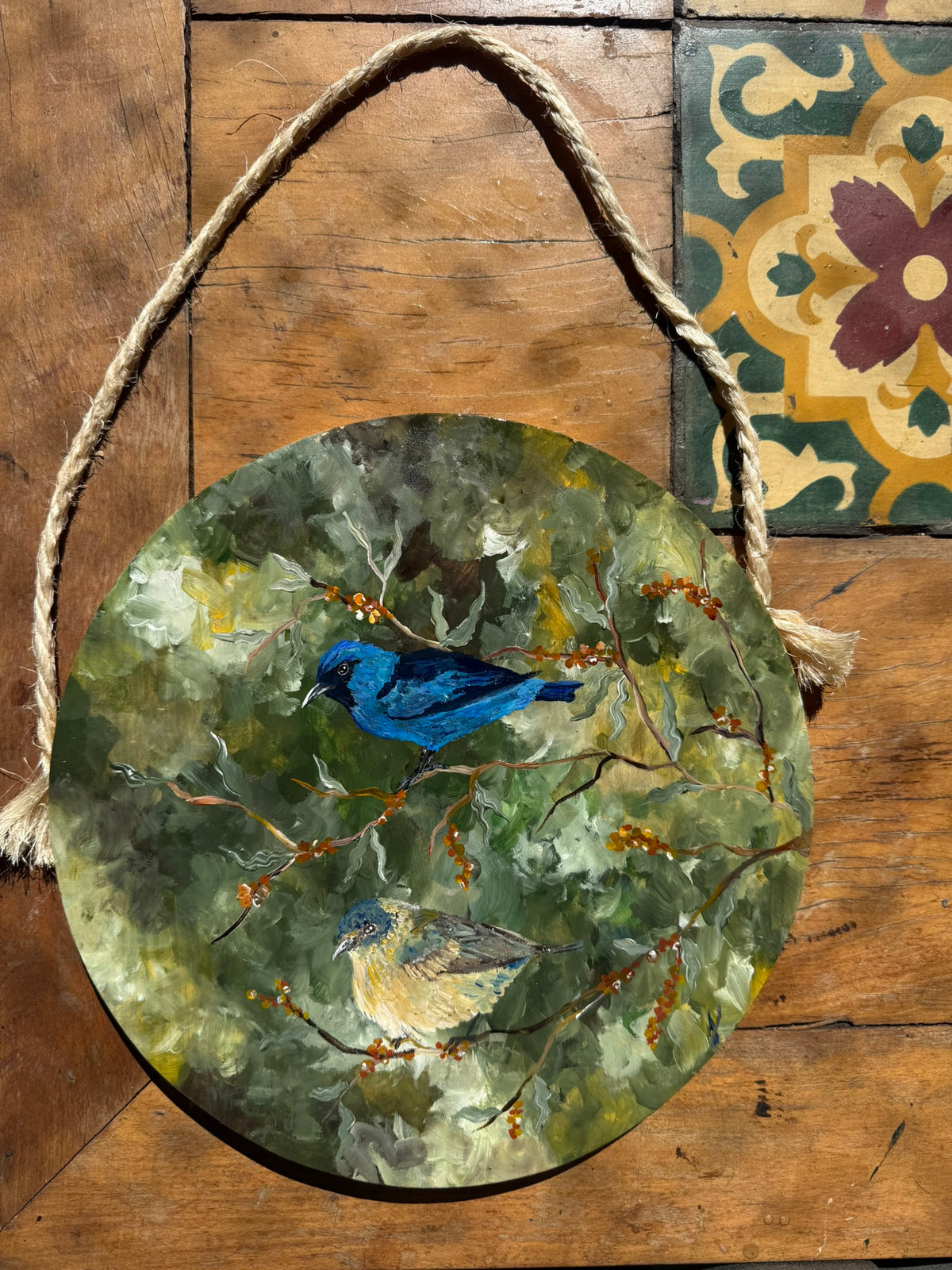 Mata mineira (Saí de pernas pretas) - Pintura em madeira