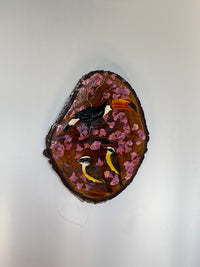Cenas do cotidiano (Tucano e Bem-te-vi)- Pintura em madeira
