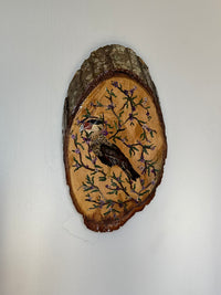 Cenas do cotidiano (Carcará na Quaresmeira)- Pintura em Madeira