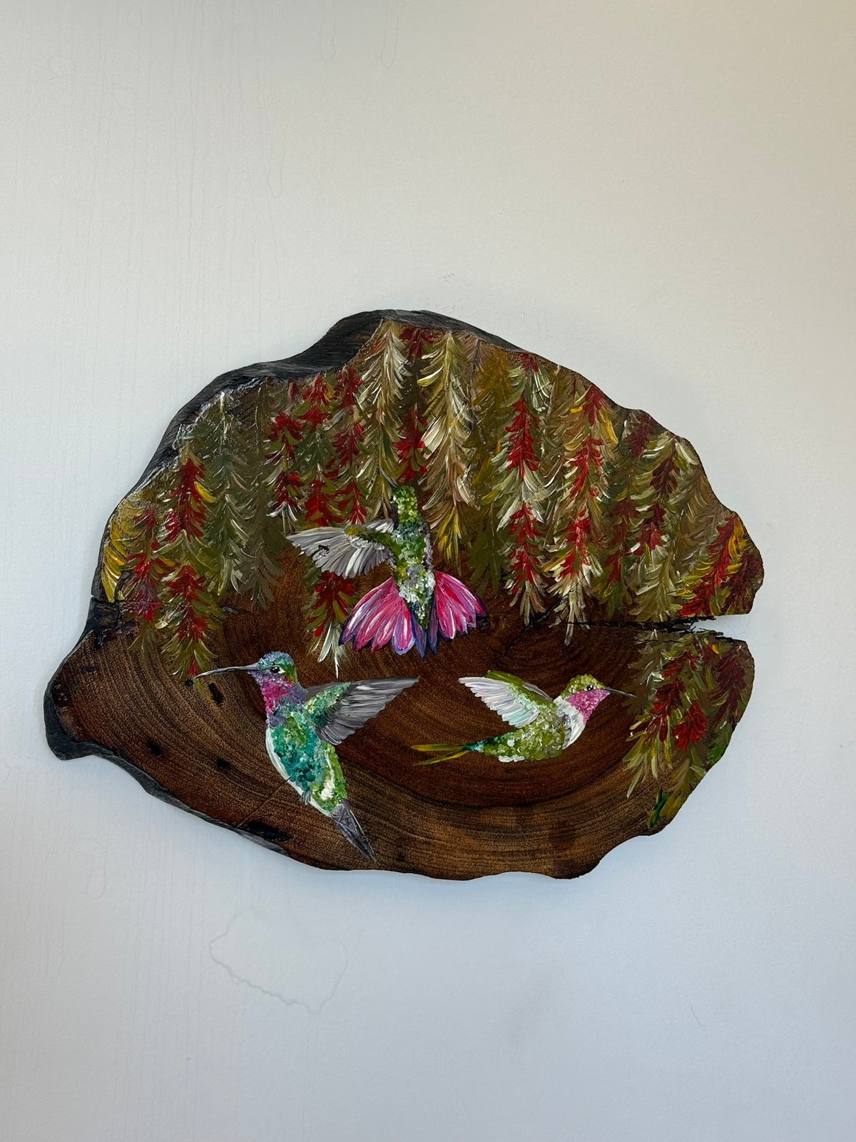 Flor de Beija-Flor - Pintura em Madeira