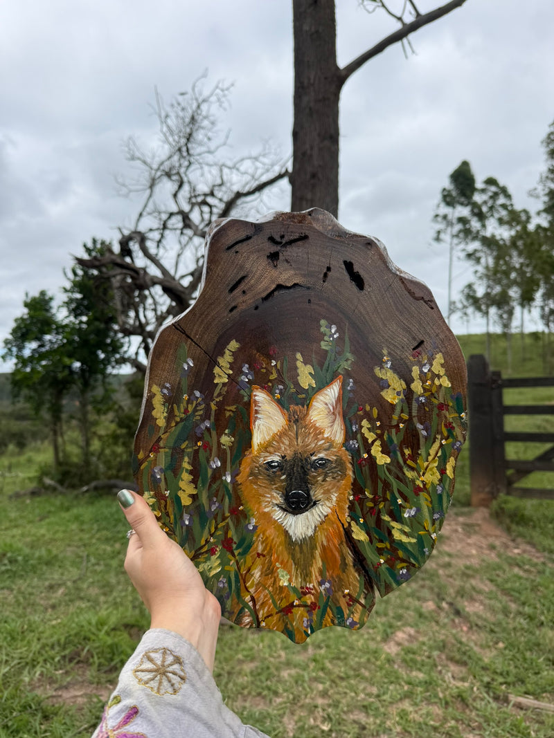 Pintura na Madeira- Lobo Guará