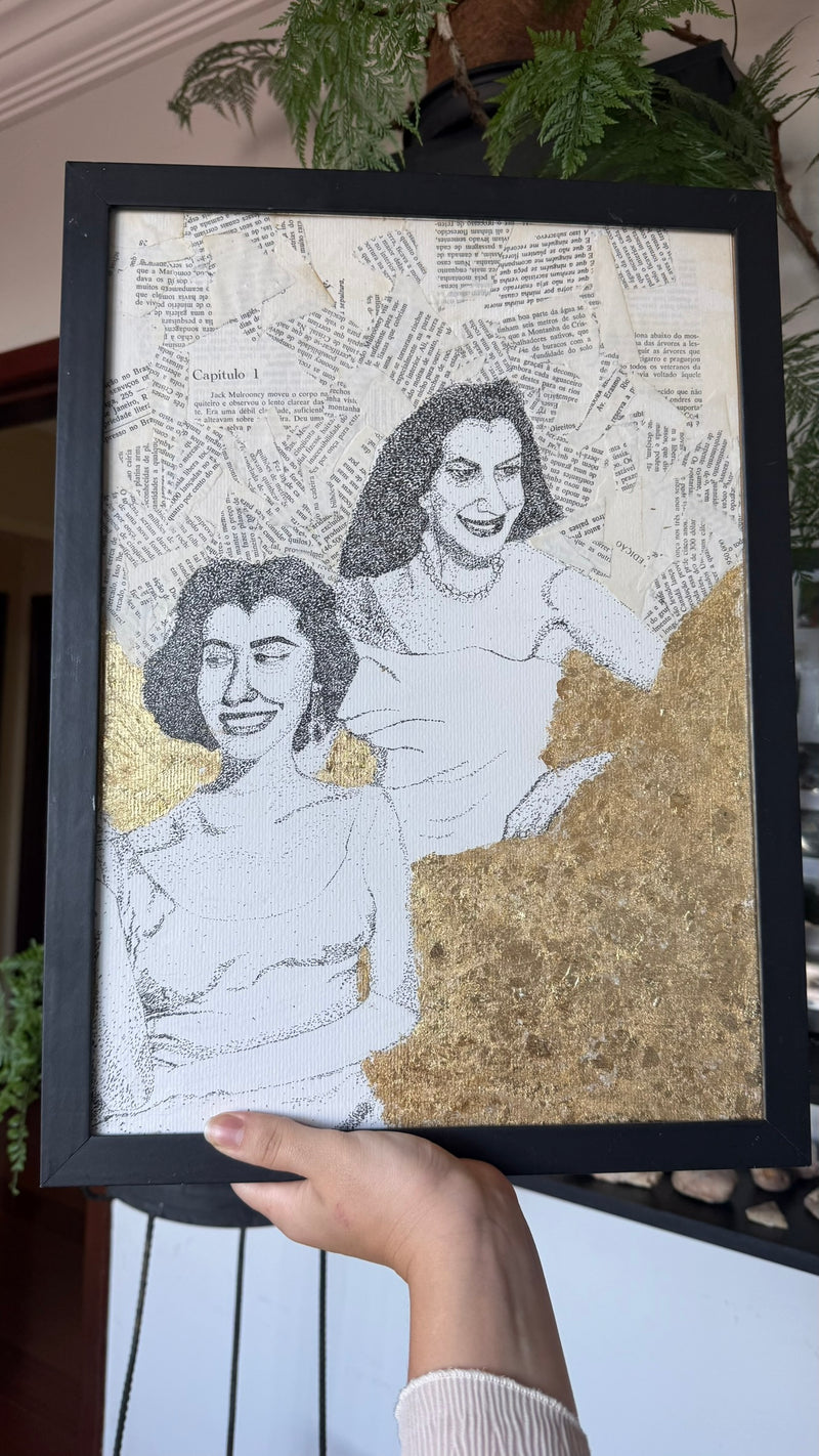 Quadro Pontilhismo Lygia Fagundes Telles e Hilda Hilst