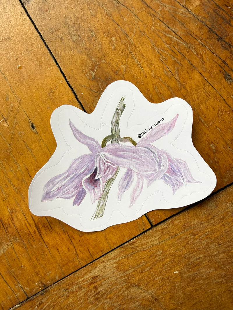 Adesivo de orquídea dendobrium de capuz
